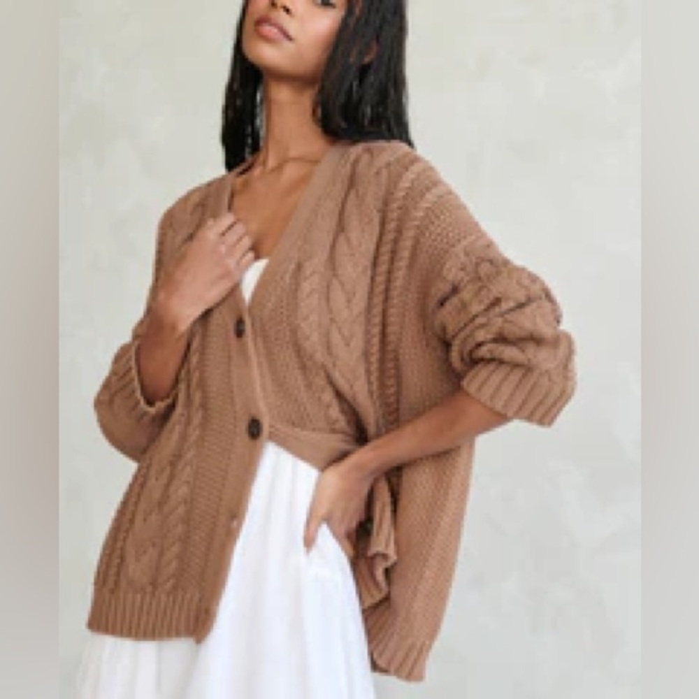 Jenni Kayne Cotton Cable Knit Cardigan Sweater - Picture 2 of 6